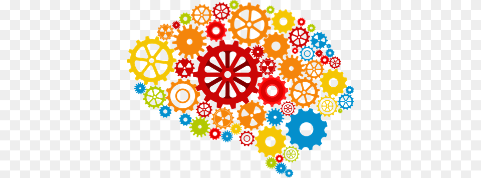 Smart Thinking Black And White Brain Gears, Art, Floral Design, Graphics, Pattern Png Image
