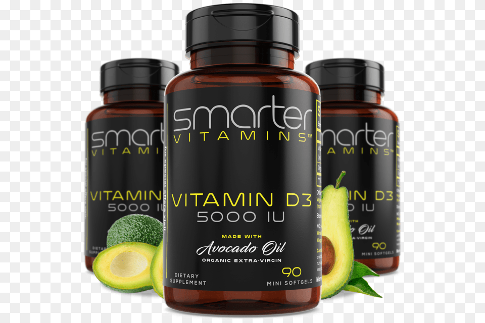 Smartervitamins Vitamin D3 5000 Iu With Organic Avocado Vitamin D, Herbs, Produce, Food, Fruit Free Png Download