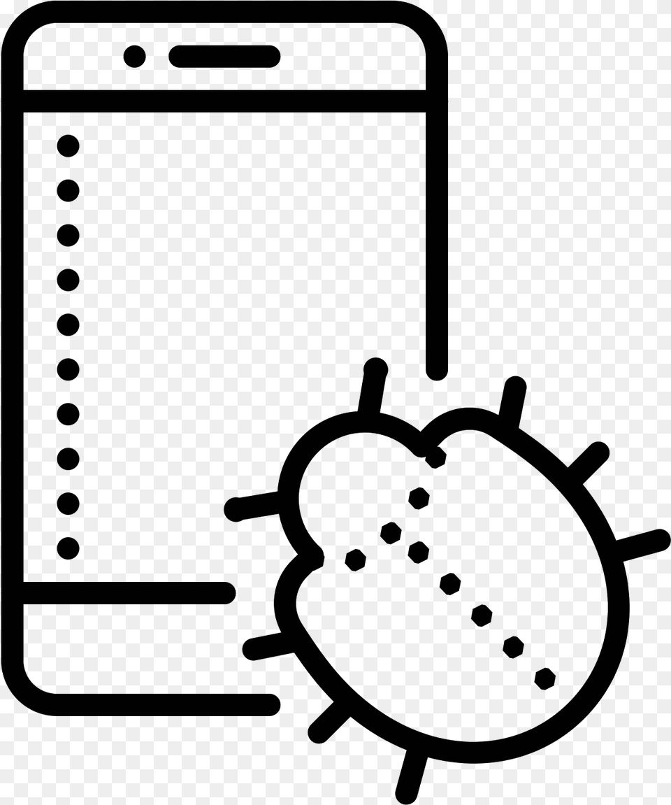 Smartphone Bug Icon, Gray Free Png