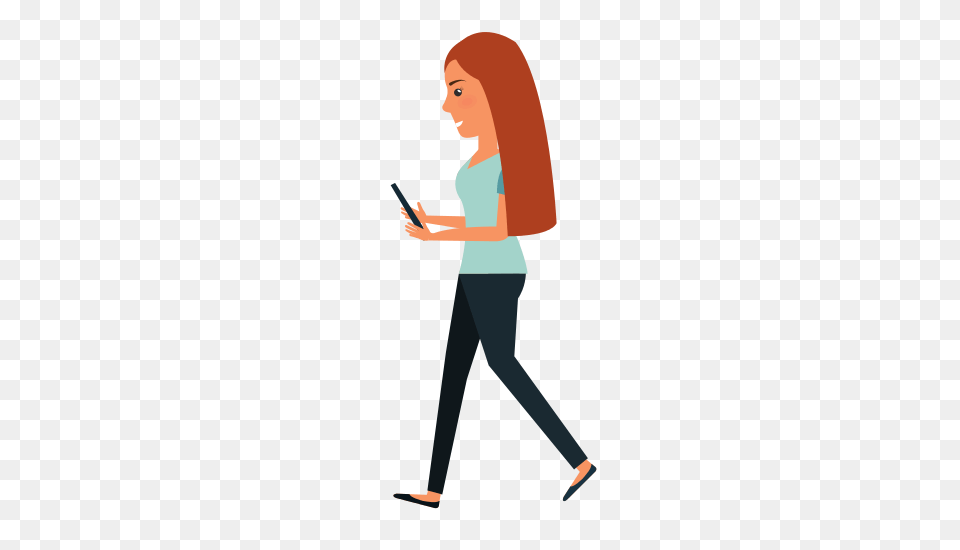Smartphone Girl Cliparts Free Download Clip Art, Pants, Clothing, Walking, Person Png Image