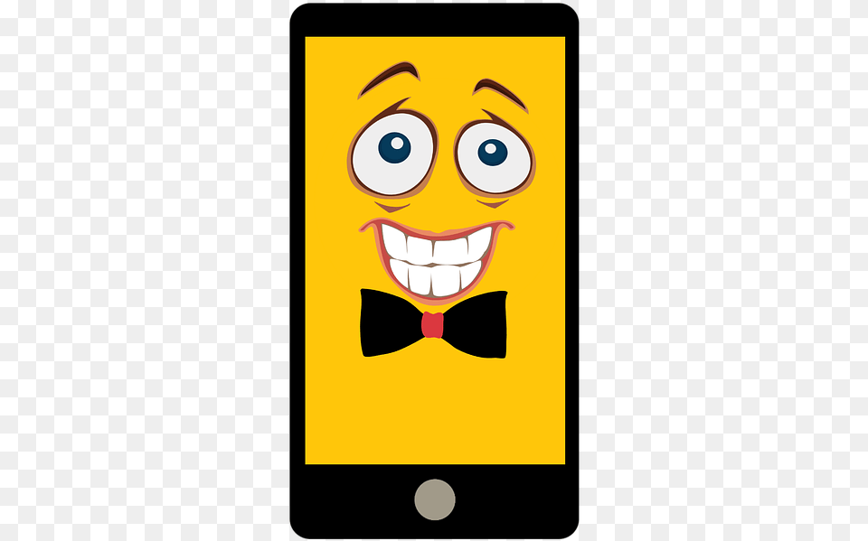 Smartphone Tablet Emoji Yellow Funny Joy Emoticon Funny Emoji, Accessories, Formal Wear, Tie, Bow Tie Free Transparent Png