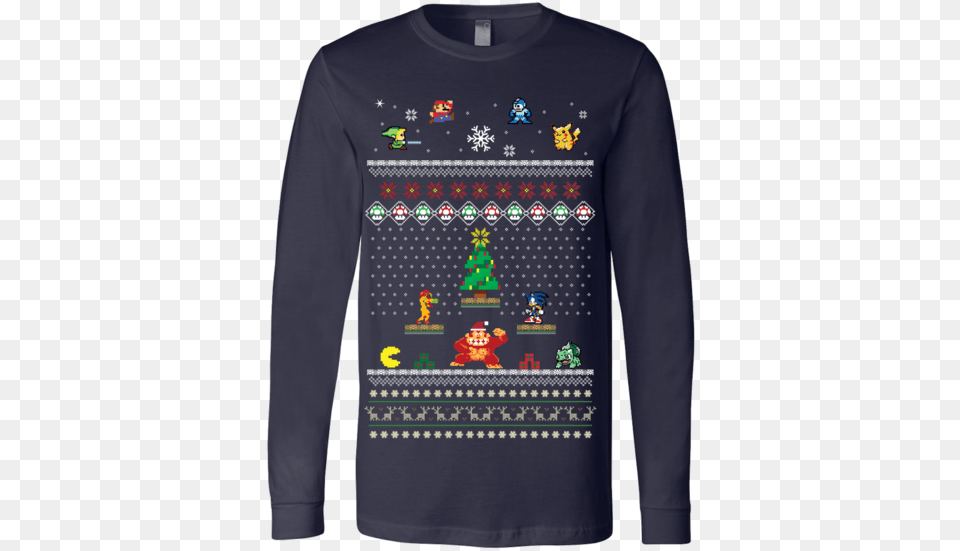 Smash Bros Ugly Xmas Sweater Ugly Christmas Sweater Super Smash Bros, Clothing, Long Sleeve, Sleeve, T-shirt Png Image