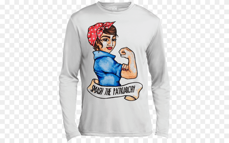 Smash The Patriarchy Shirt Retro Style Rosie The Riveter Tee, Clothing, Long Sleeve, Sleeve, T-shirt Free Png Download