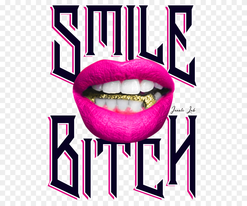 Smile Bitch Female Grillz Gold Lips Balenciaga Triple S Trainers, Body Part, Mouth, Person, Teeth Png Image