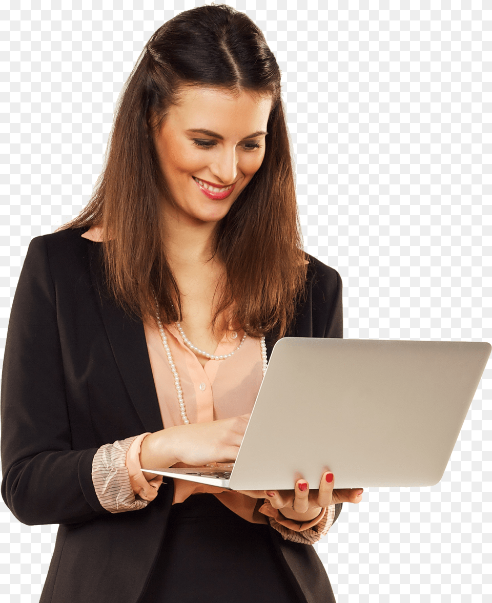 Smile Girl Laptop, Woman, Person, Pc, Female Free Png Download