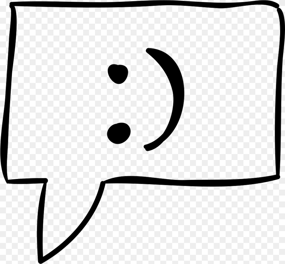 Smile In Message Sketched Speech Bubble Smile Sketch Icon, Stencil, People, Person, Text Png