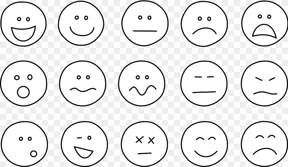 Smiley Big Clipart Emotions Faces Black And White, Number, Symbol, Text, Face Free Transparent Png