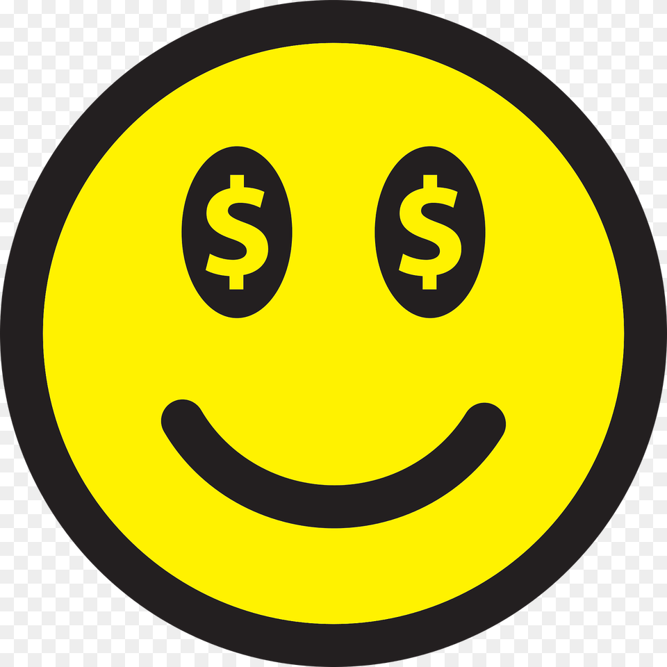 Smiley Emoticon Money Dollars Face Icon Good Happy Side And Dark Side, Symbol, Disk, Text, Sign Free Png Download