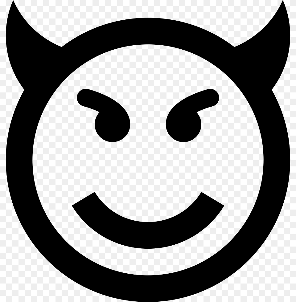 Smiley Face Evil Emoticon Smiley Face Svg Icon Evil Smiley Face, Stencil, Symbol Png