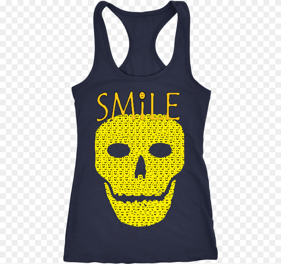 Smiley Face Skull Racerback Tank Active Tank, Clothing, Tank Top Free Png Download