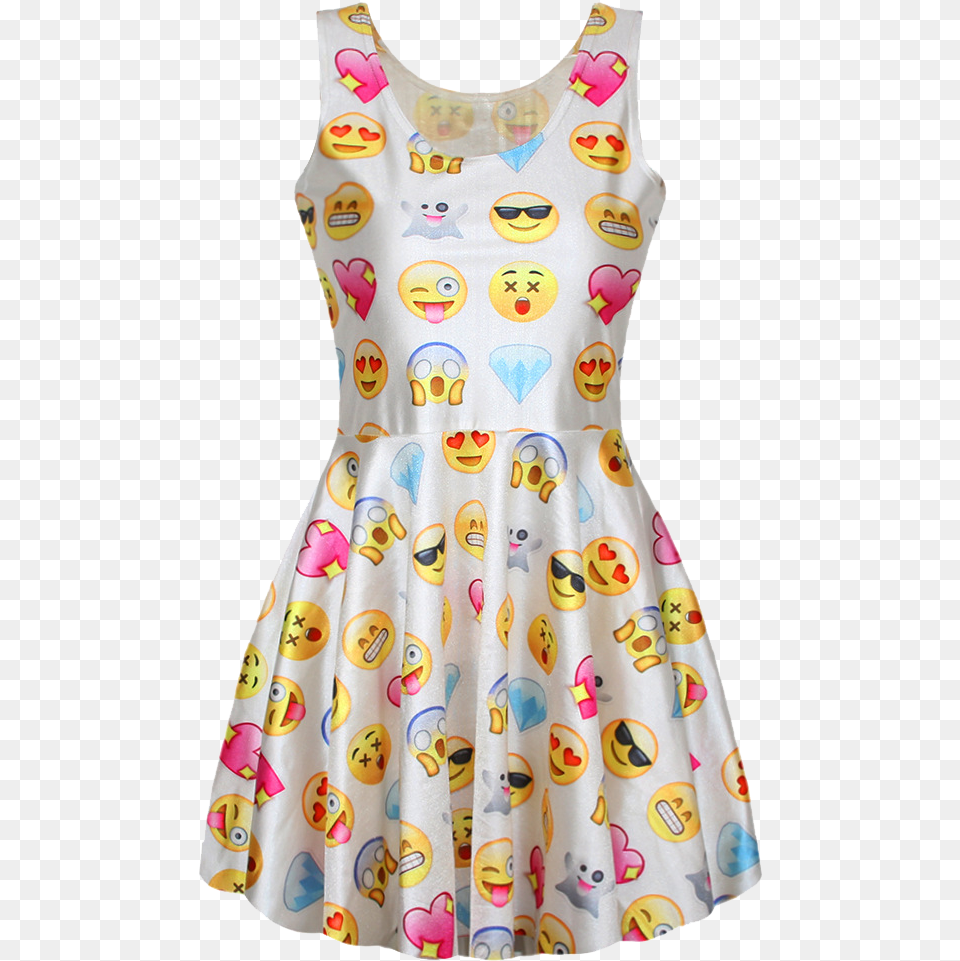 Smiley Faces Pleated Dress Transparent Background Clothing Emoji Dress, Pattern, Child, Female, Girl Free Png Download