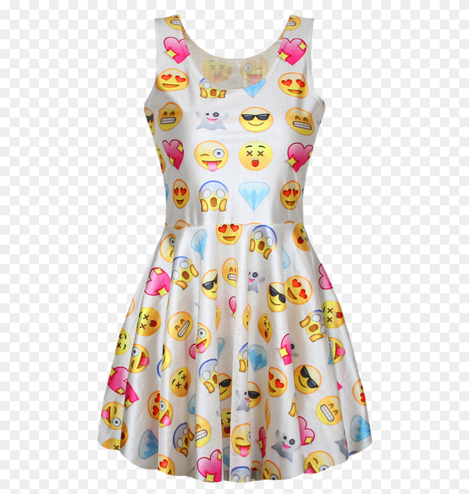 Smiley Faces Pleated Dress Transparent Emoji Dress, Clothing, Pattern, Child, Female Png