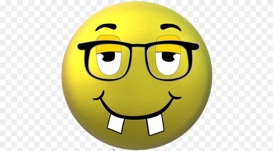Smiley Glasses Nerd Incisor Intelligent Emojis Emoji, Sphere, Person, Accessories, Head Free Png Download