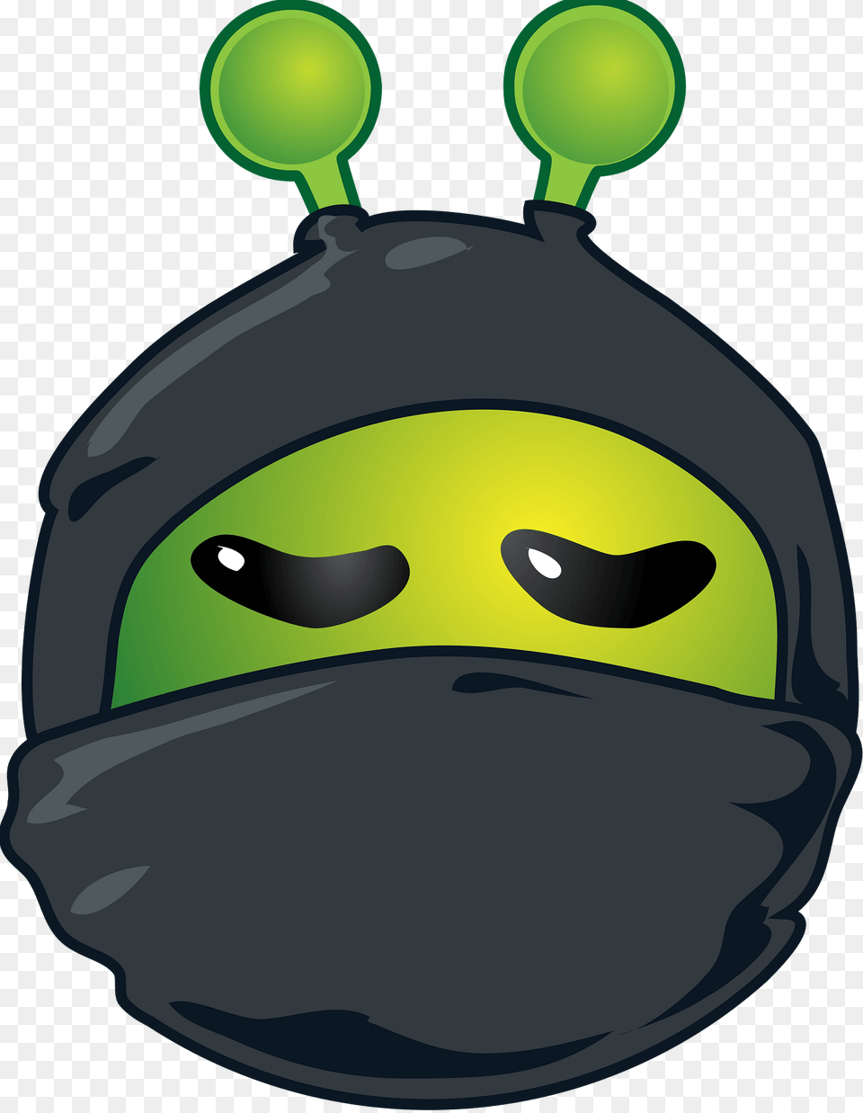 Smiley Green Alien Black Ninja Clipart, Cap, Clothing, Hat, Bag Png Image