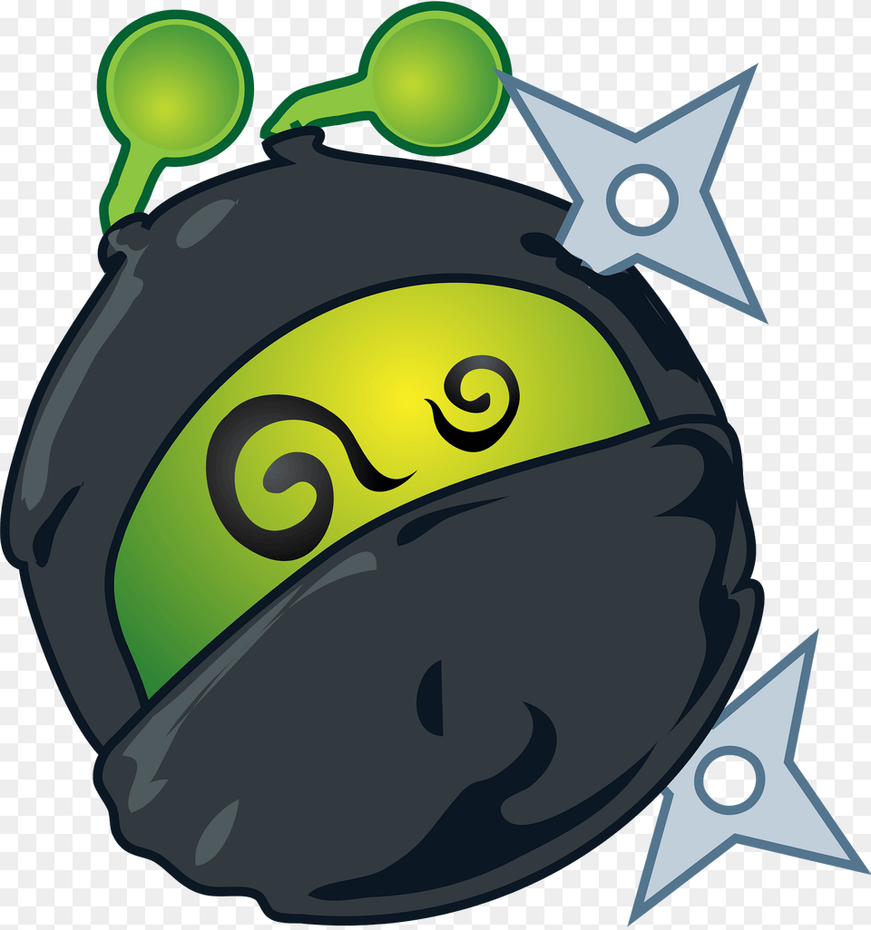 Smiley Green Alien Dead Ninja Clipart, Sphere, Ammunition, Grenade, Weapon Png Image
