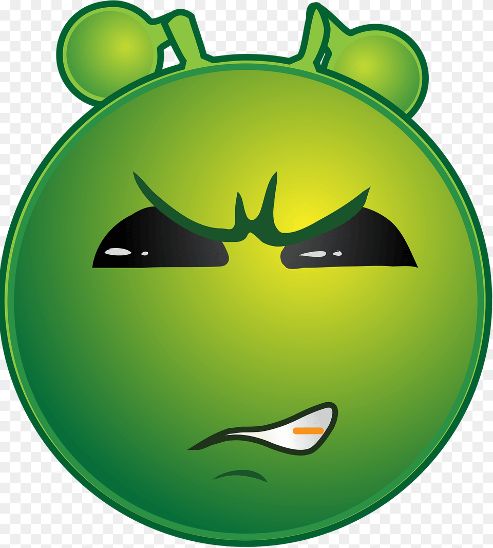 Smiley Green Alien Determined Clipart, Logo Png