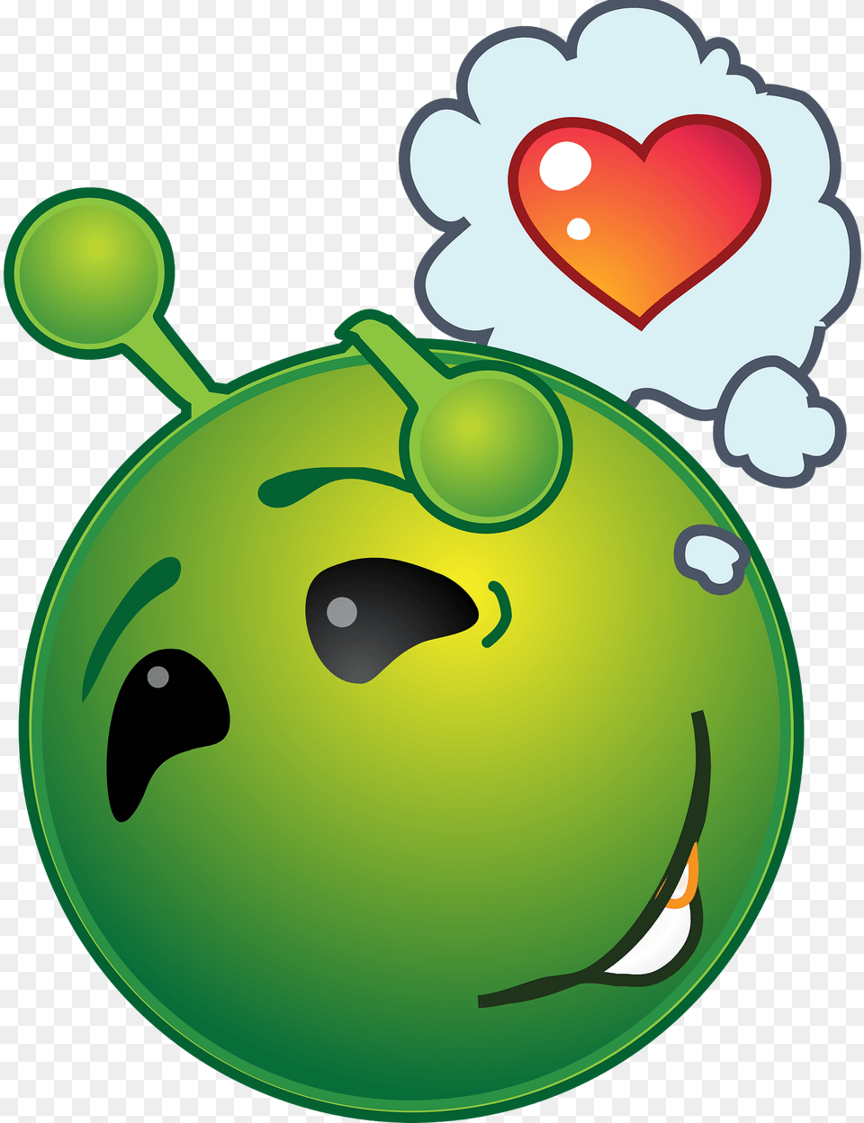 Smiley Green Alien Dreamy Love Clipart, Ammunition, Grenade, Weapon Png