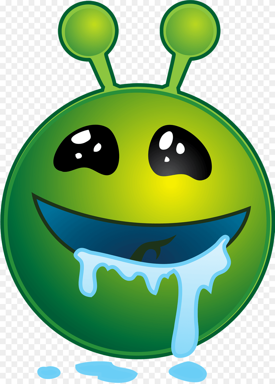 Smiley Green Alien Drooling Clipart, Sphere Png Image