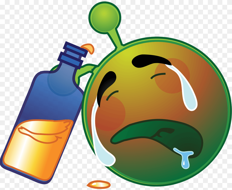 Smiley Green Alien Drunk Sad Clipart, Bottle, Art, Graphics Free Transparent Png