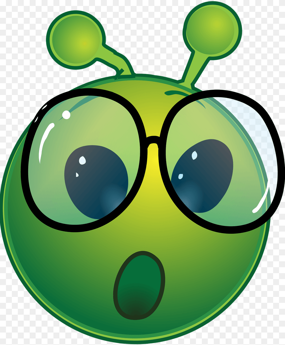 Smiley Green Alien Geek Oh Clipart, Accessories, Glasses, Sphere Free Transparent Png