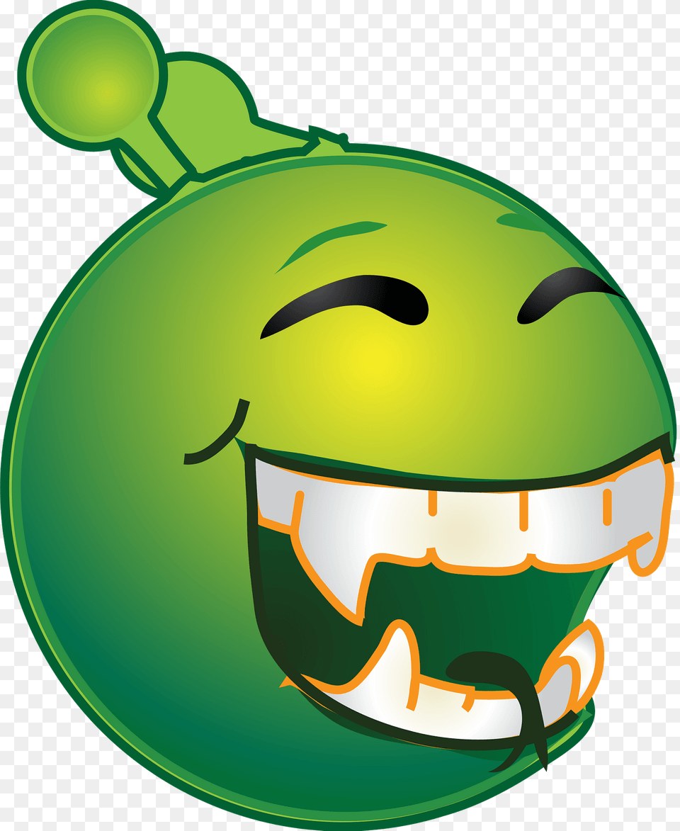 Smiley Green Alien Happy Going Clipart, Helmet, Ammunition, Grenade, Weapon Png Image