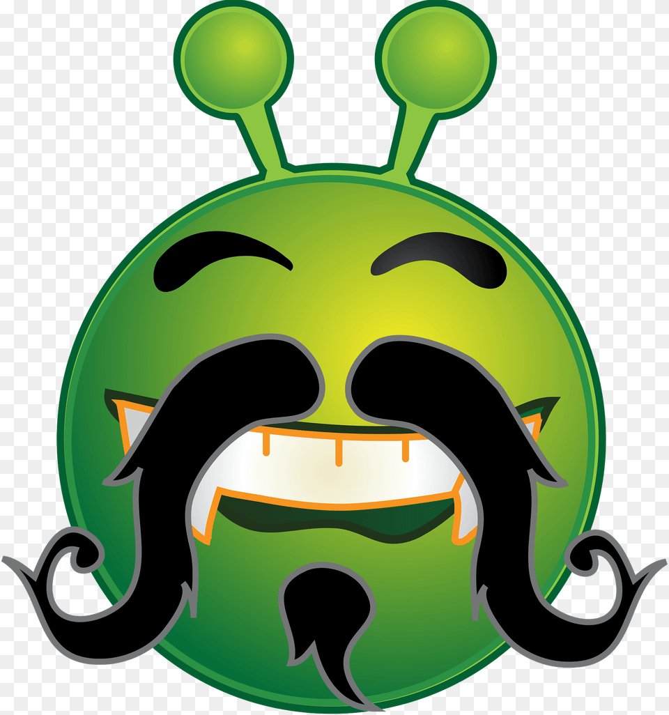 Smiley Green Alien Mustache Clipart Png Image