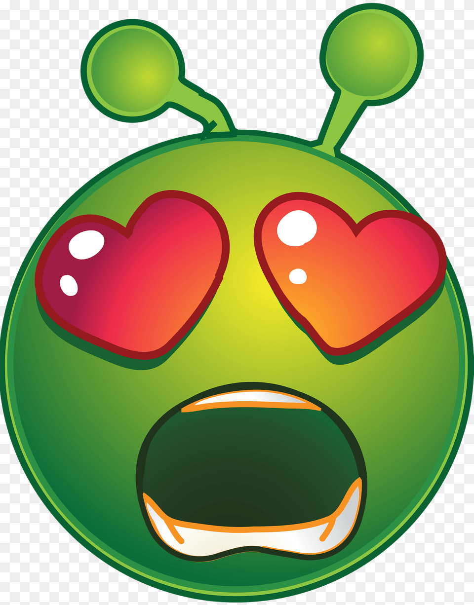 Smiley Green Alien Surprised Love Clipart Free Transparent Png