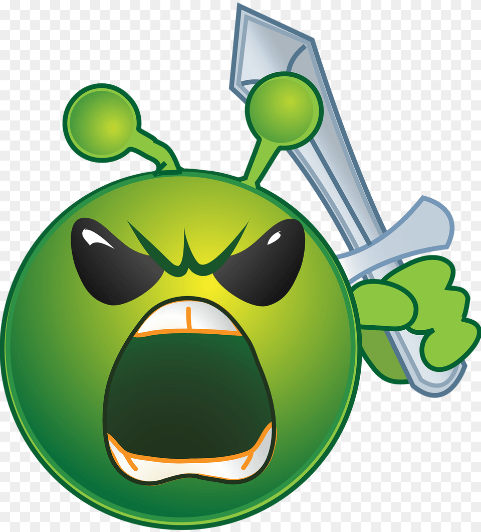 Smiley Green Alien Sword Clipart Free Transparent Png
