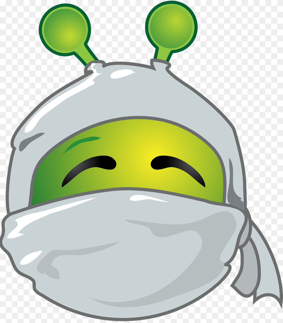Smiley Green Alien White Ninja Clipart, Cap, Clothing, Hat, Ball Free Png Download