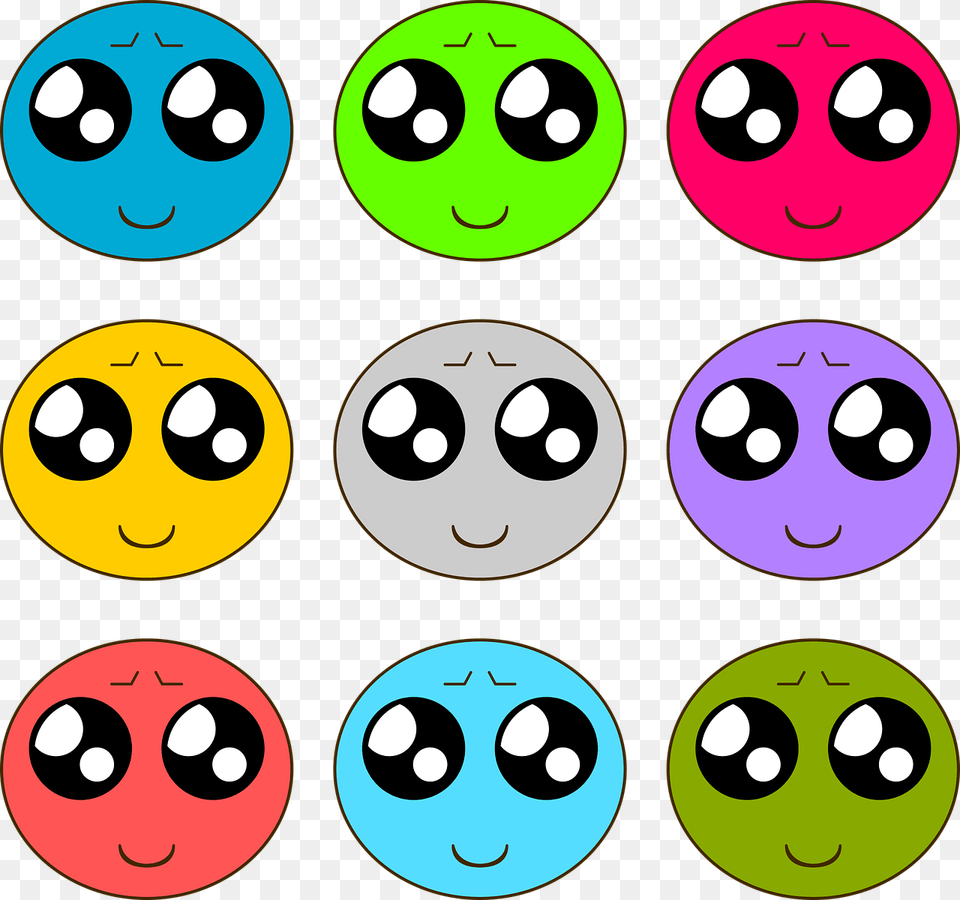 Smiley In Verschiedenen Farben, Symbol, Face, Head, Person Free Png Download