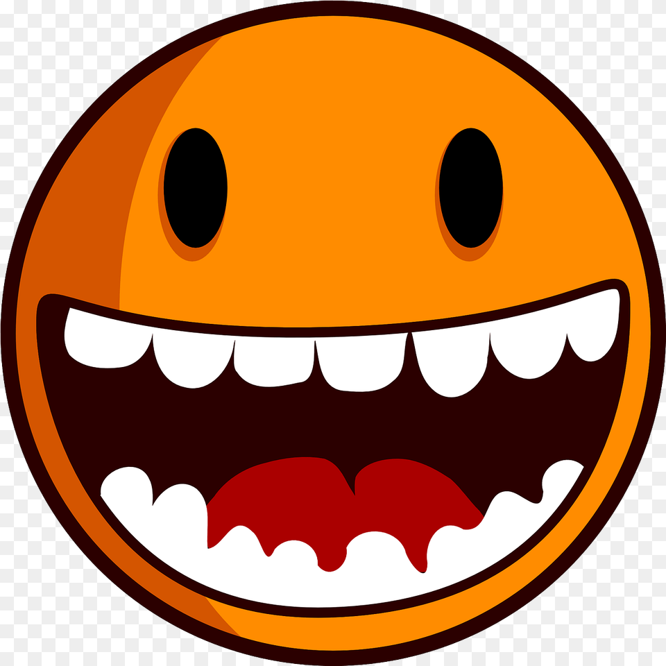 Smileylaughingfaceteethorange From Needpixcom Happy Funny Face, Logo, Body Part, Mouth, Person Free Png Download