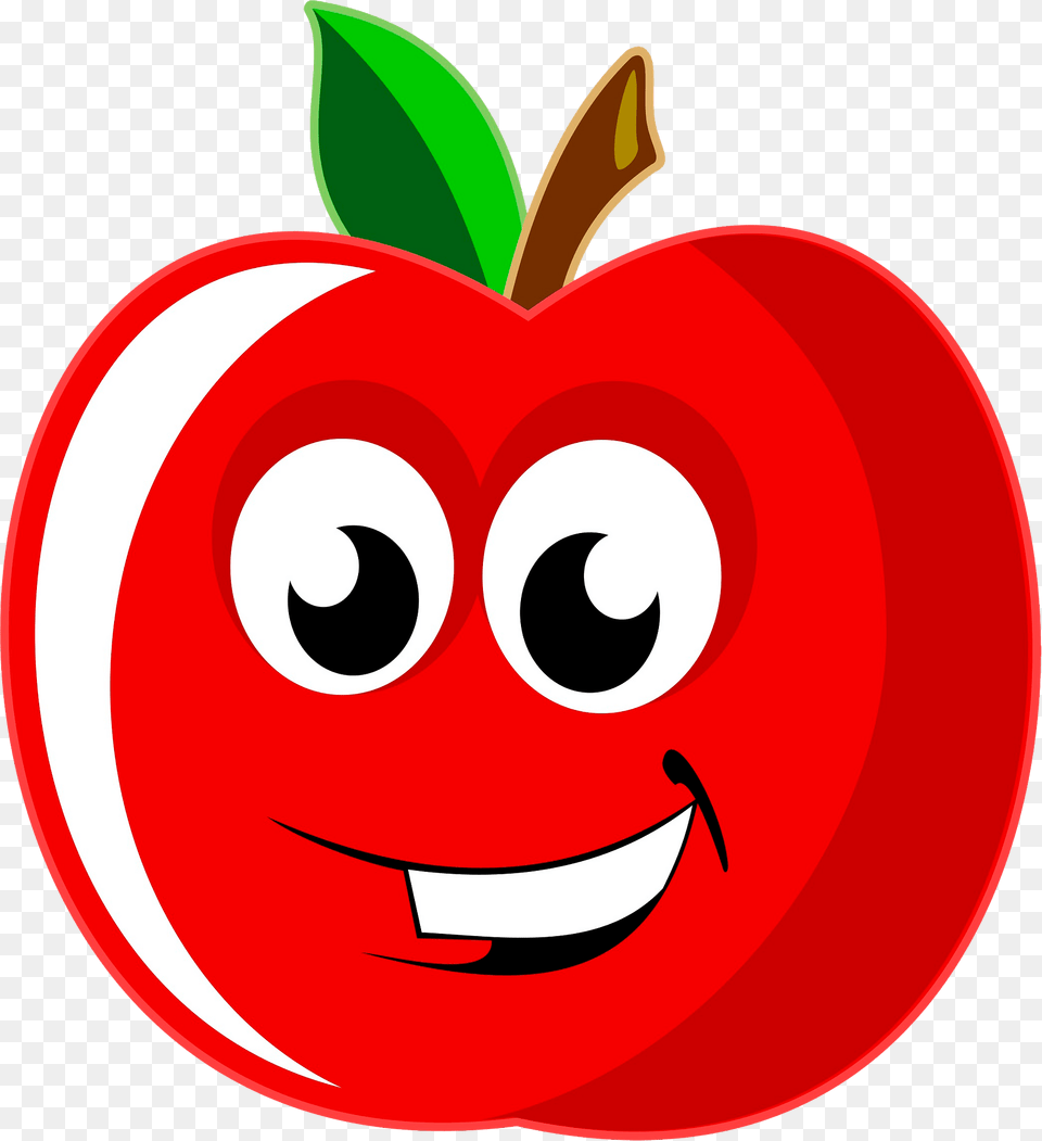 Smiling Apple Clipart, Food, Fruit, Plant, Produce Png