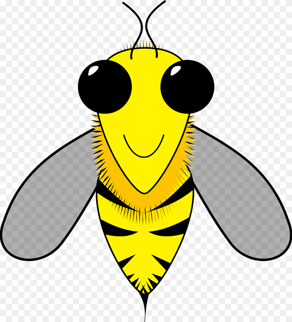 Smiling Bee With Big Black Eyes Clipart, Animal, Insect, Invertebrate, Wasp Free Transparent Png
