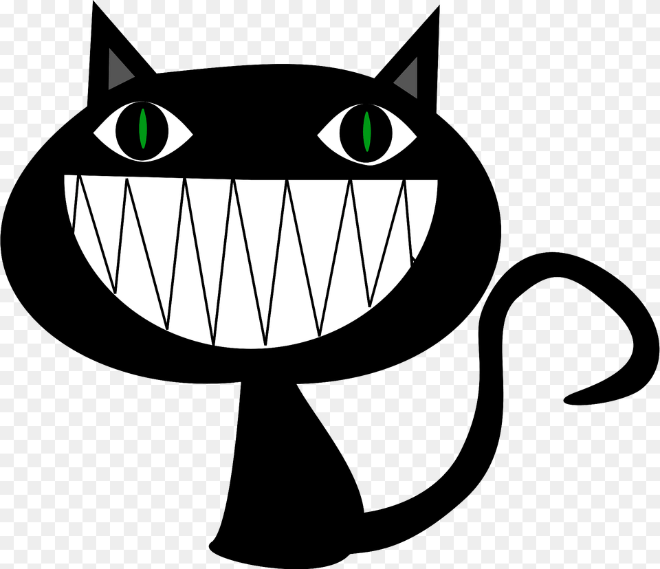 Smiling Black Cat Showing All Teeth Clipart, Stencil, Animal, Kangaroo, Mammal Png Image