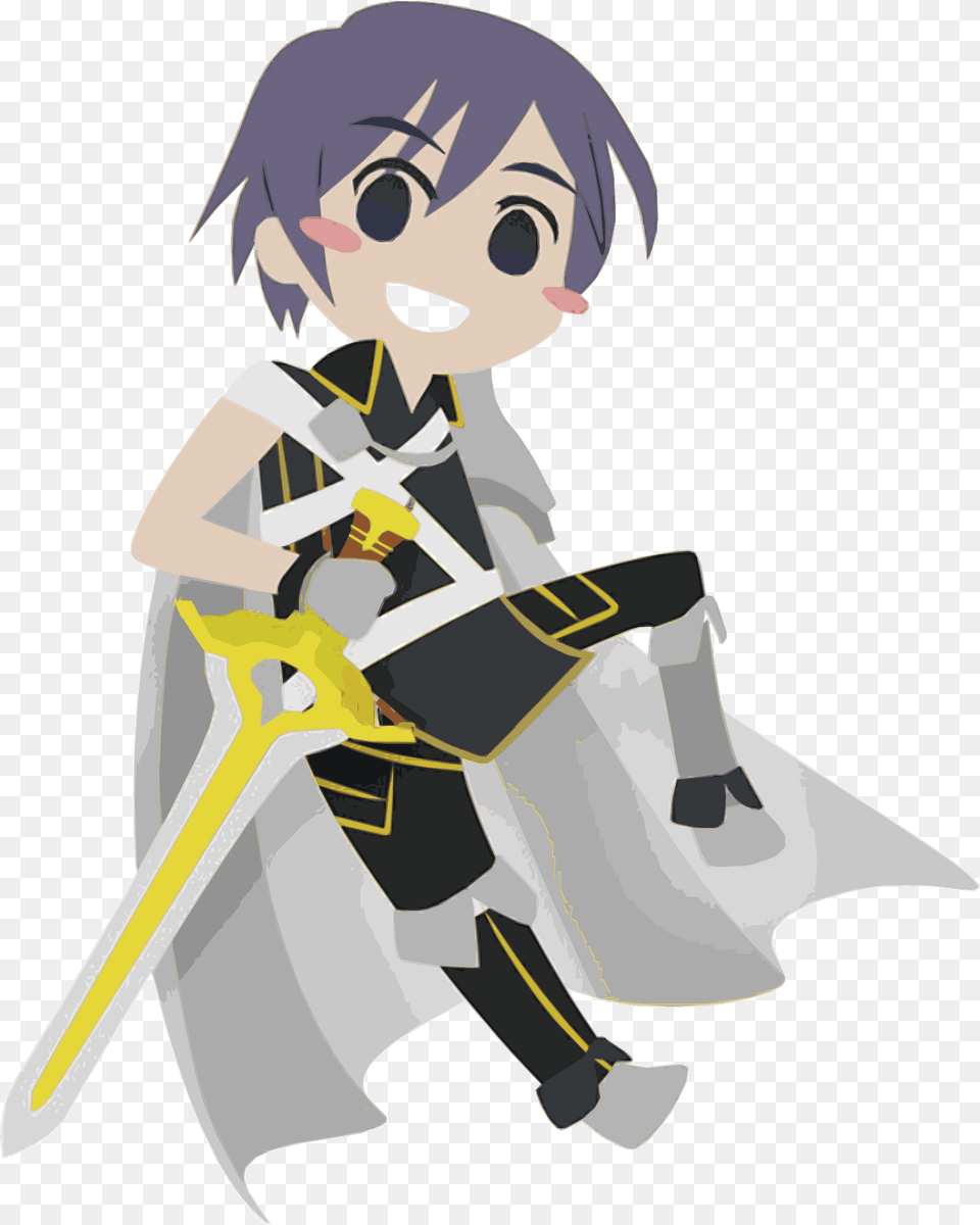 Smiling Boy Wielding Sword Clipart, Weapon, Baby, Book, Comics Free Png