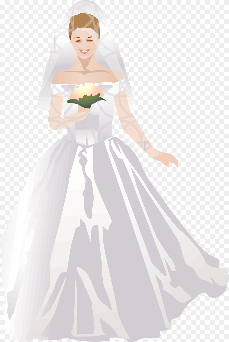 Smiling Bride Begins The Processional Bride, Gown, Wedding Gown, Clothing, Dress Free Png Download
