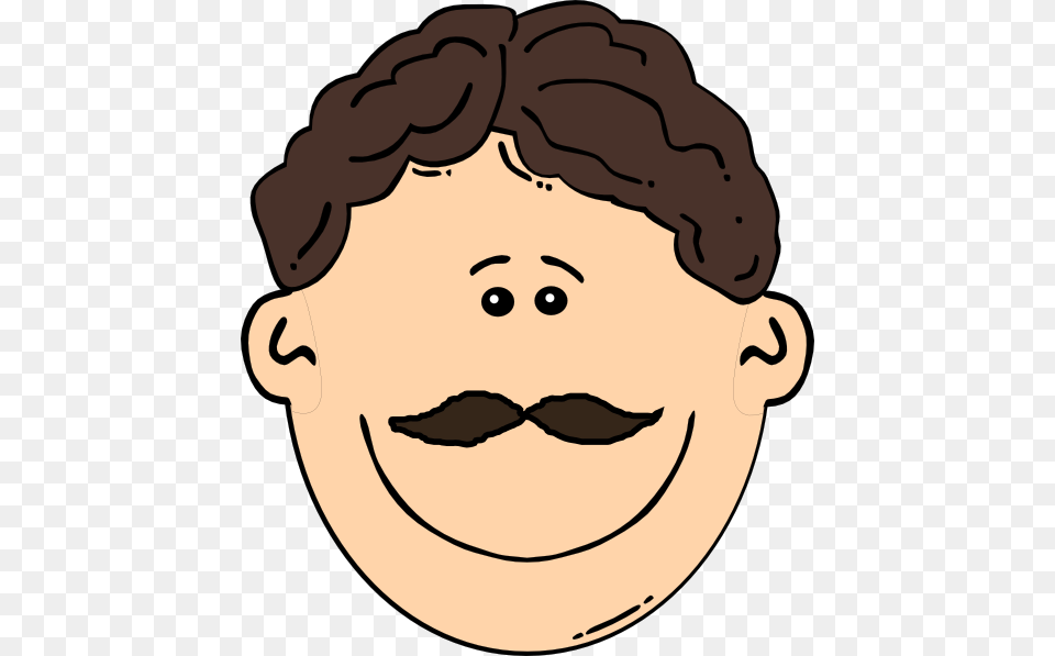 Smiling Brown Hair Man With Mustache Clip Art, Face, Head, Person, Baby Png