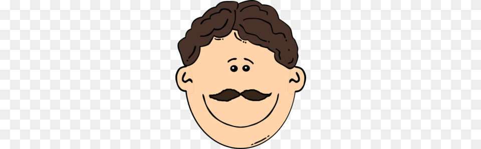 Smiling Brown Hair Man With Mustache Clip Art For Web, Face, Head, Person, Baby Free Png