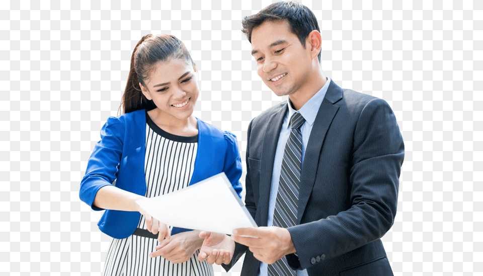 Smiling Business Man And Woman Transparent Background Consulting Person, Accessories, Tie, Male, Formal Wear Free Png