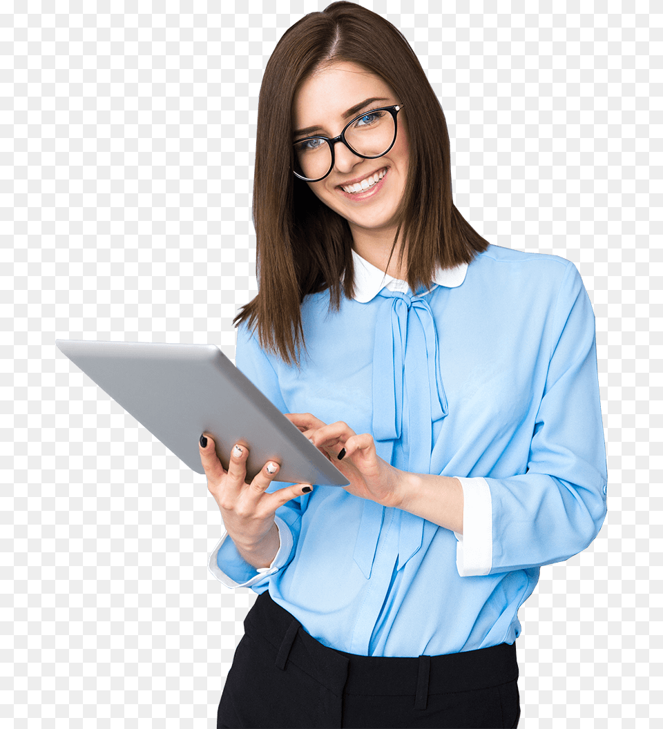 Smiling Business Woman Glasses, Adult, Person, Computer, Electronics Free Png Download