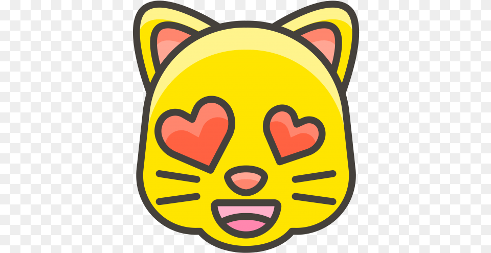 Smiling Cat Face With Heart Eyes Emoji Yellow Cat Face Kitty Cat In Cartoon, Plush, Toy, Can, Tin Free Png