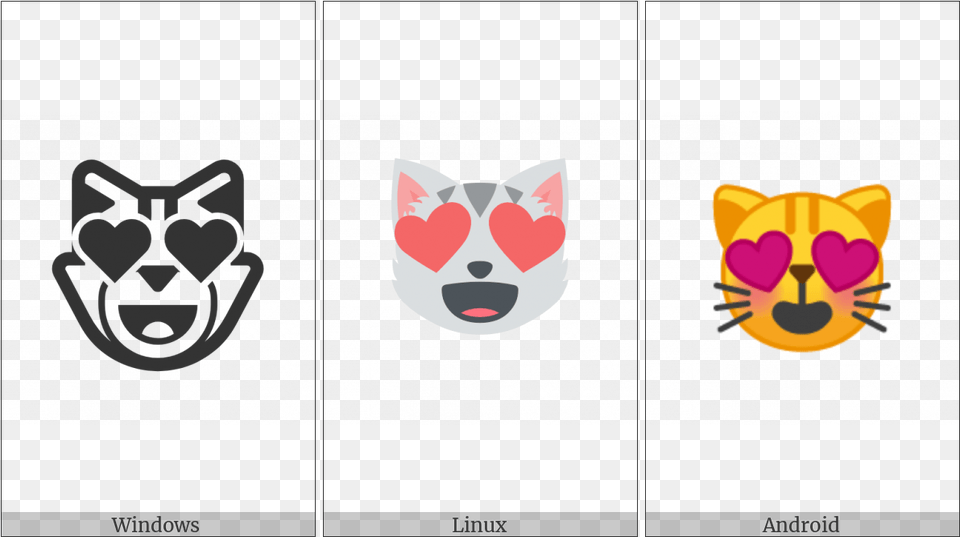 Smiling Cat Face With Heart Shaped Eyes On Various, Logo, Animal, Bear, Mammal Free Png Download