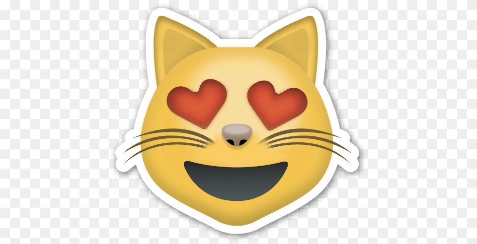 Smiling Cat Face With Heart Shaped Eyes Smiling Cat Face With Heart Shaped Eyes Emoticon Emoji, Animal, Mammal, Pet Png