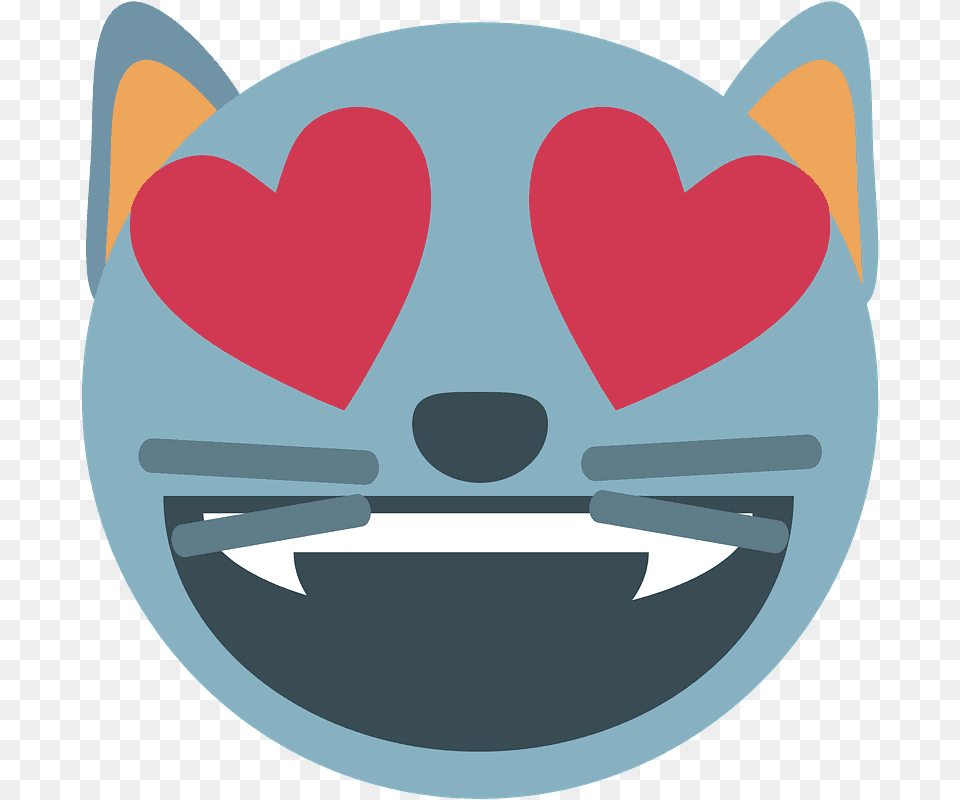 Smiling Cat With Heart Eyes Emoji Clipart Heart, Logo, Sticker, Helmet Free Png Download