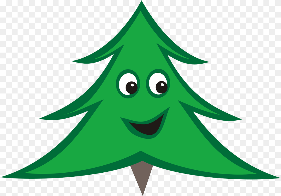 Smiling Christmas Tree Cartoon, Green, Plant, Fish, Sea Life Free Png Download