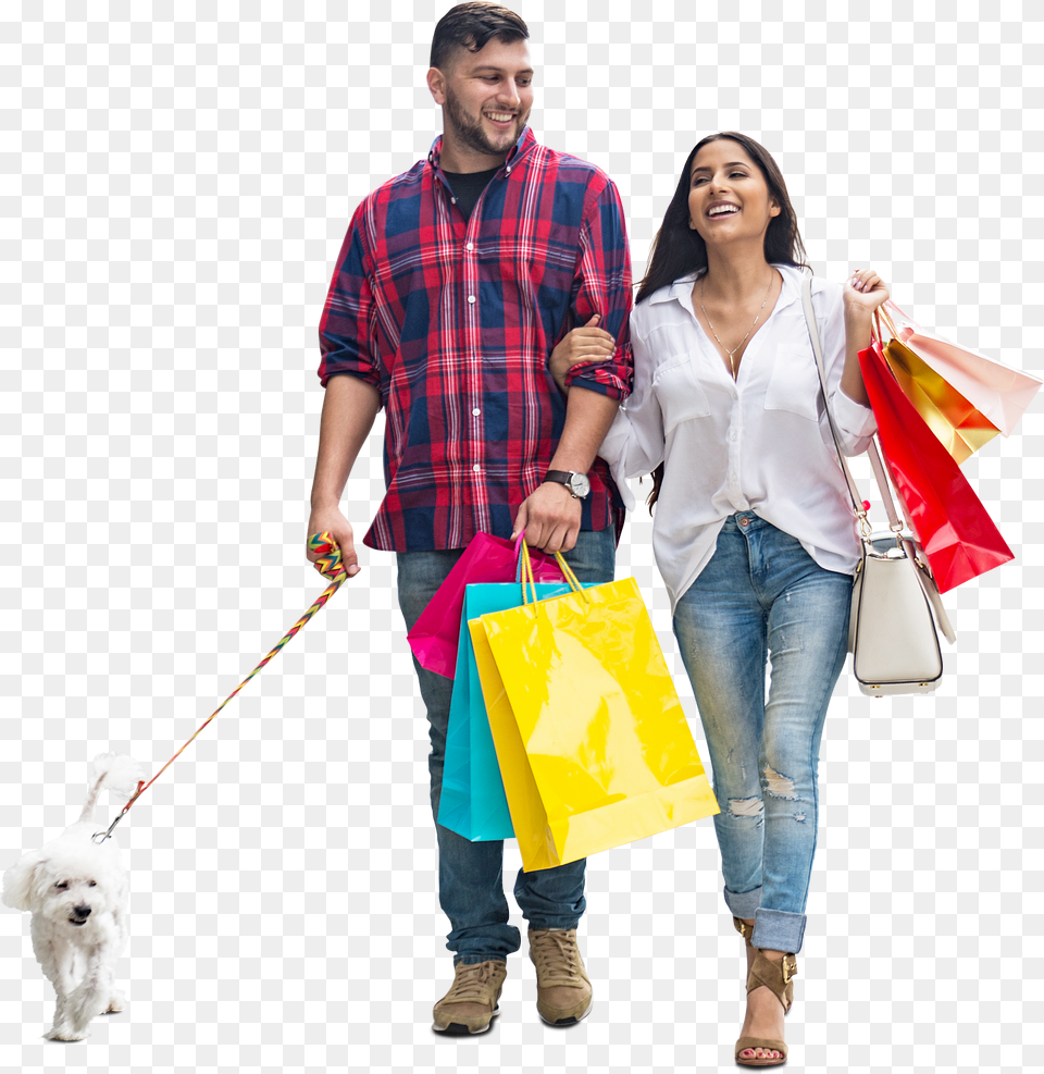 Smiling Couple With Doggie Cut Out People Shopping, Accessories, Person, Bag, Handbag Free Transparent Png