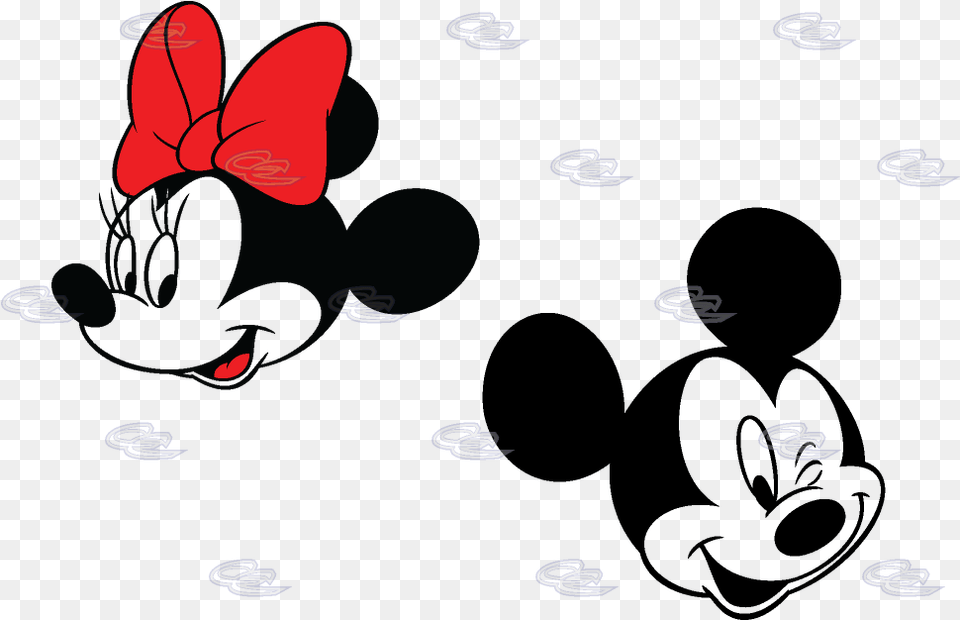 Smiling Cute Faces Mickey Mouse Minnie Mouse Red Bow Mickey And Minnie Face, Pattern, Flower, Petal, Plant Free Transparent Png