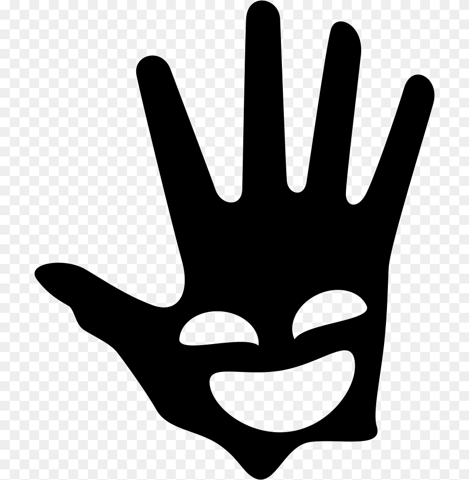Smiling Face On A Hand Palm Comments Face, Cutlery, Fork, Stencil, Logo Png Image
