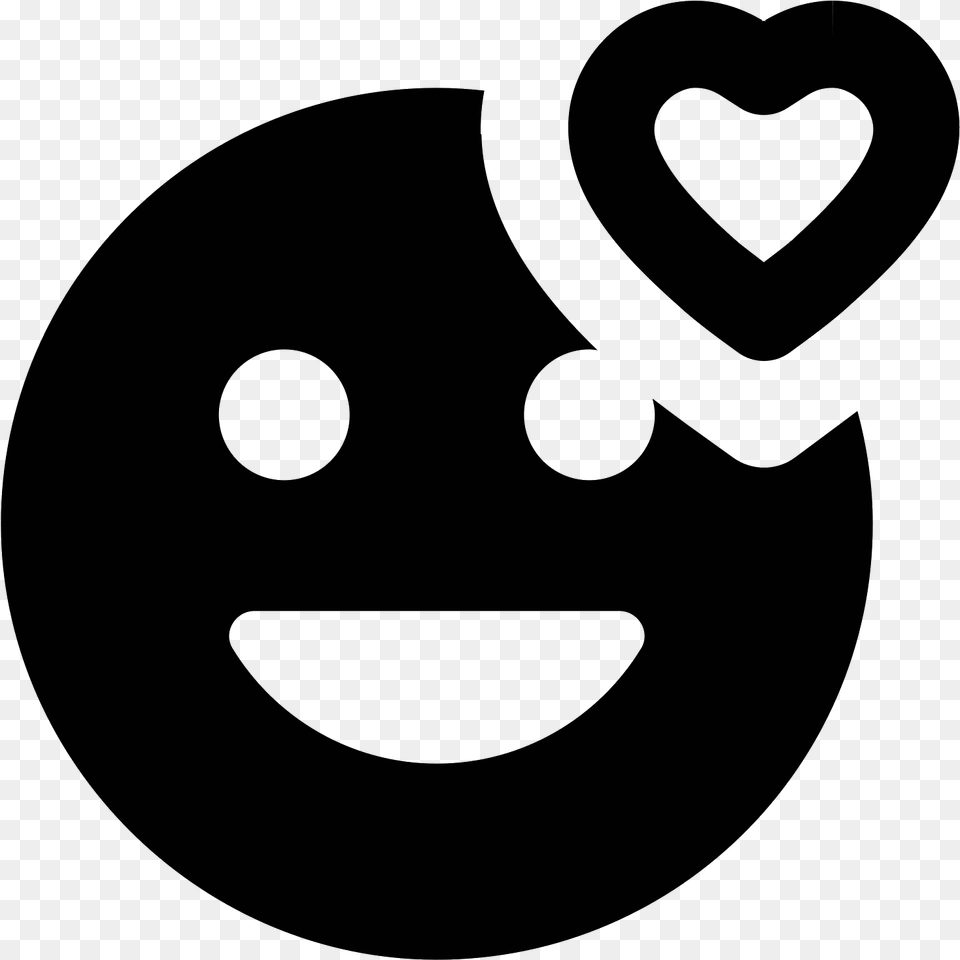 Smiling Face With Heart Icon Smiley, Gray Free Png