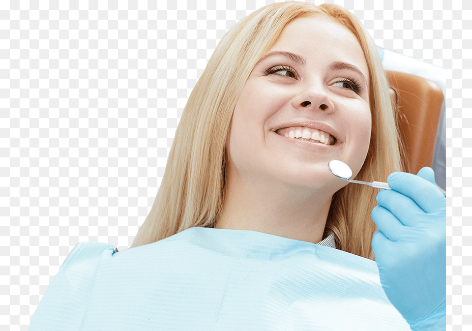 Smiling Female In Dentist Chair Looks At Nearby Dentist Girl, Adult, Person, Woman, Head Free Png
